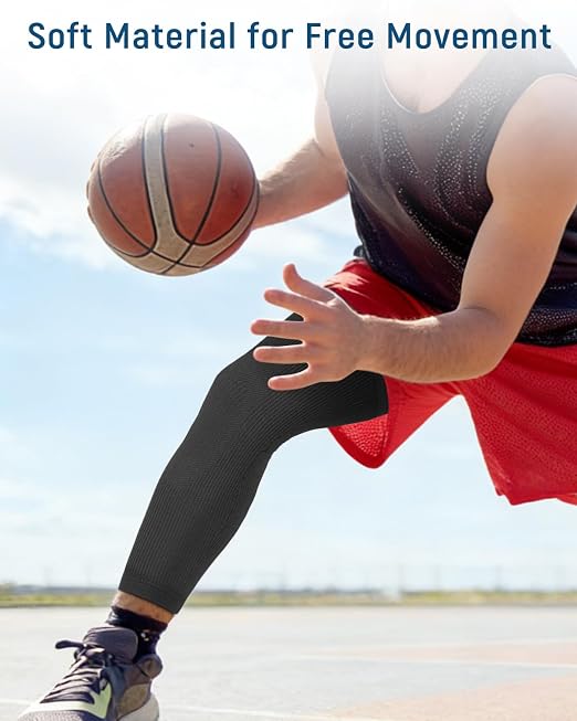 Leg Compression Sleeve, Stays in Place, Snug Fit, Pack of 1, X-Large | Soft Breathable Material, Upgraded Silicone Band, Mid-Thigh Knee Calf Support, Reduce Leg Soreness, Daily Wear, Workout