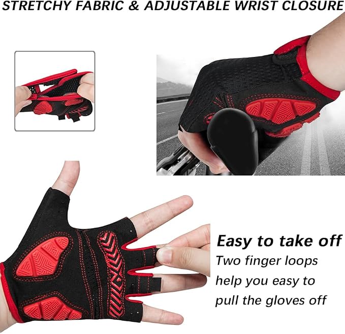 Cycling Gloves Bicycle Road Bike Gloves, Half Finger 5MM Gel | Biking Gloves for Men Women Gym workout exercise Motorcycle Hiking Rowing Outdoor Sports