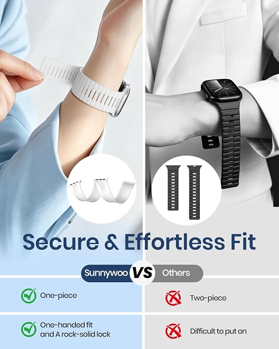 Magnetic Sport Bands Compatible with Apple Watch Bands for Men Women | Silicone Wristband 49mm 46mm 45mm 40mm 44mm 38mm 41mm 42mm, Replacement for iWatch Ultra Series 11 10 9 8 7 6 5 4 3 2 1 SE