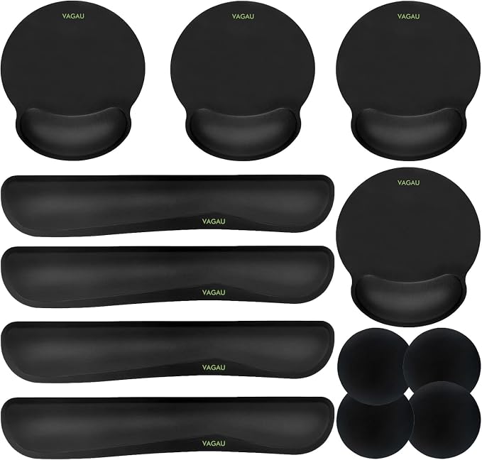 VAGAU Ergonomic Premium Memory Foam Keyboard and Mouse Wrist Rest Pads Set | Non-slip Rubber Base,Mouse Pad with Wrist Rest for Comfortable Typing &Wrist Pain Relief