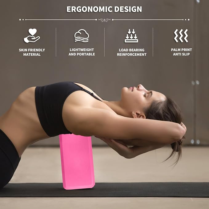Yoga Blocks 2 Pcs, 9"x6"x3" Yoga Brick Foam Blocks EVA Foam Block Yoga Props Accessories for Yoga Pilates Stretching and Meditation