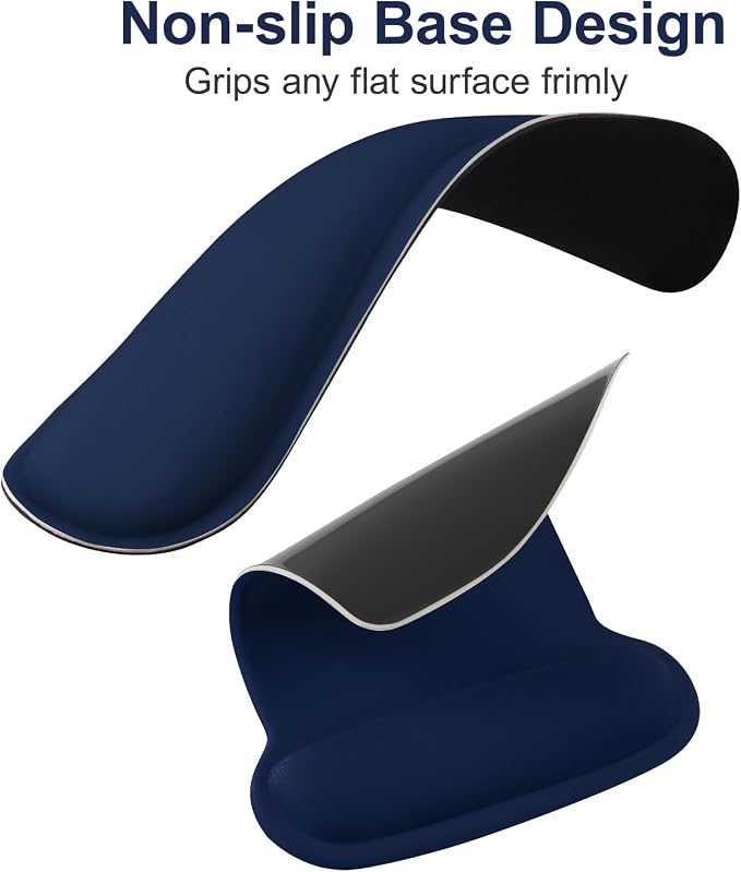 MOSISO Wrist Rest Support for Mouse Pad & Keyboard Set, Ergonomic Mousepad Non-Slip Base Home/Office Pain Relief & Easy Typing Cushion with Neoprene Cloth & Raised Memory Foam, Navy Blue