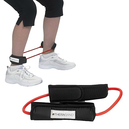 THERABAND Resistance Tubes with Padded Cuffs, 12", Red, Medium, Level 2 | Durable, rubber. For home, travel, gym. Elastic, fitness, strength, training.