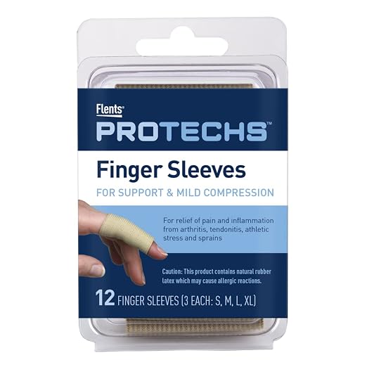Flents Finger Sleeves, Pain Relief for Arthritis, Inflammation, Cracking, Blisters, Tendonitis & Athletic Stress, Plastic Wrap for Support & Compression, Assorted Size, 12 Count