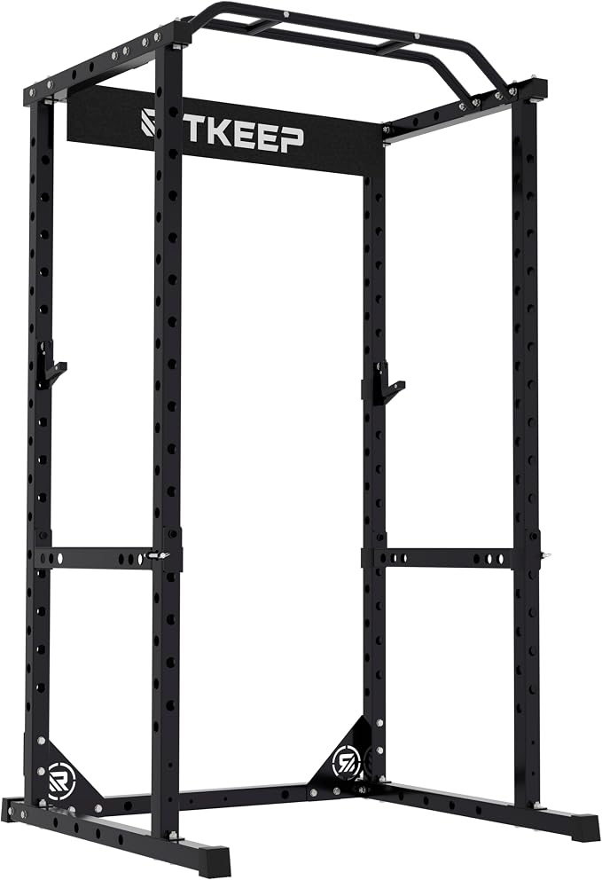 RitKeep Power Rack, Adjustable Multi-Function Squat Rack for Home Gym | 3-in-1 Power Cage with 1200LB Capacity, J-hooks, safety bars and multi-grip pull-up bar for strength training -RMAX 2250