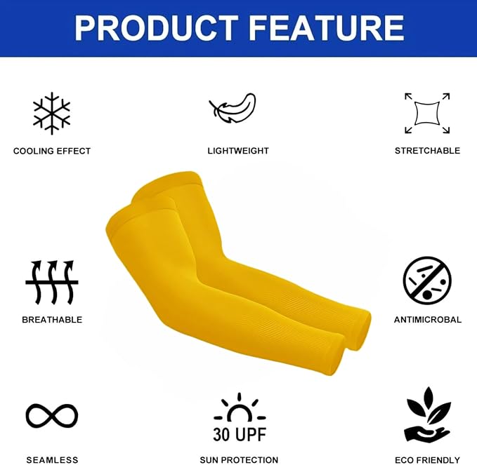 KUHNMARVIN 2 Pairs Arm Sleeves Compression UV Protection Cooling Sun Sleeves Tattoo Cover Up Basketball Arm Sleeves Football