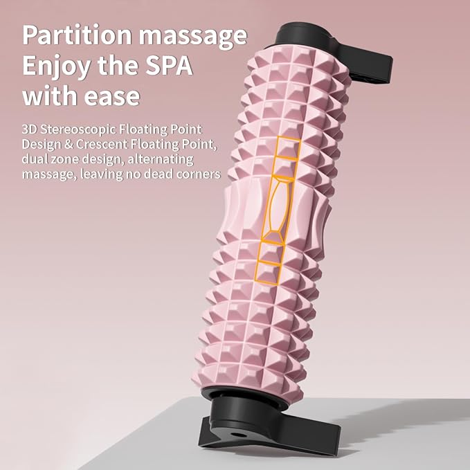 New Upgrade Bracket Foam Roller with Stand for Back Leg Pain, 21 Inch Firm Deep Tissue Muscle Massager for Sore Muscles (Pink)