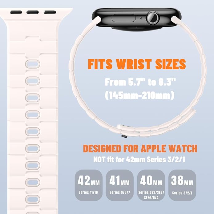 Bandletic Magnetic Silicone Watchband Compatible with All Apple Watch | Strong Magnet Sport Strap for iWatch Ultra 49mm Series 11-1 SE 46mm 45mm 44mm 42mm 41mm 40mm 38mm, Ideal for Men Women