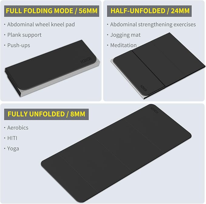 Foldable Yoga Mat Extra Large 74"×31.5" | Double-Sided Non-Slip,Extra Wide Foldable Design,8mm Extra Thick,Exercise Mat for Home, Studio and Travel Use