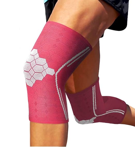 Sparthos Knee Brace for Men, Knee Compression Sleeve for Women - Pink-L