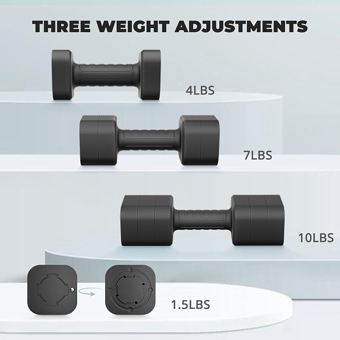 Ragebby Adjustable Dumbbell Set of 2, Weights for Men and Women at Home | Anti-slip Handle, Weights Dumbbells Set, 2lb/3lb/5lb/10lb/15lb/20lb for Pilates, Yoga, Strength Training