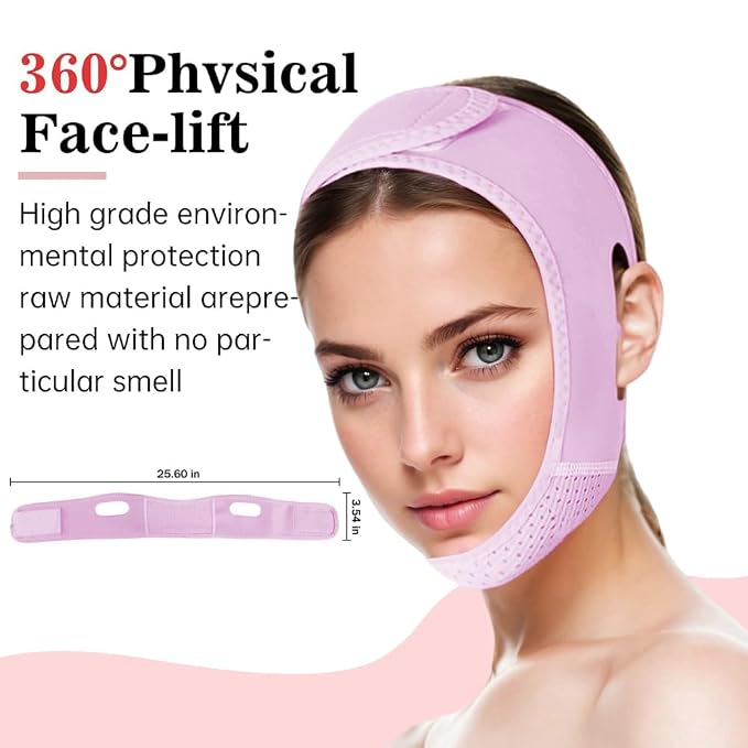 ROWMATE V Line Lifting Mask Chin strap for sleeping, V Line Lifting Mask for Women,Jaw Exerciser，Medium,Purple