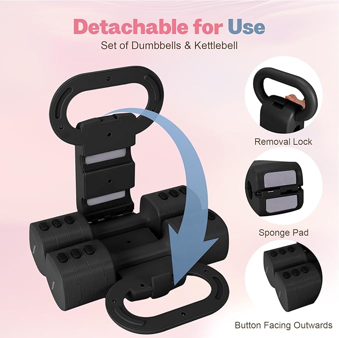 kisnbld Adjustable Dumbbell Set, 2-in-1 Dumbbells & Kettlebell,Hand Weights | 2.2-5.5lb Each Free Weights for Women Beginners with Fast Adjustment,Weights Set for Home Gym & Outdoor Exercise Training