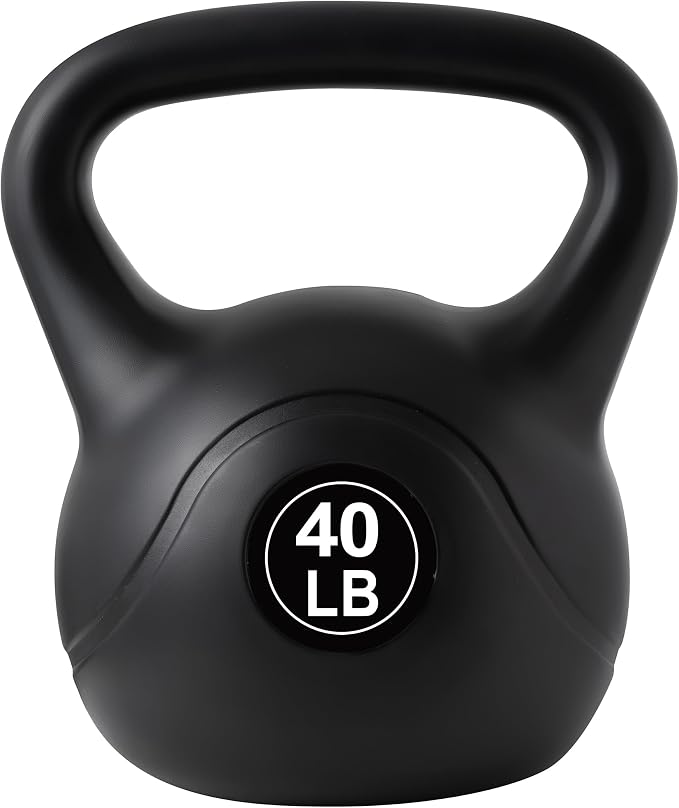 ALTLER Vinyl Plastic Concrete Kettlebell 10-50LBS Safe Strength Training Kettlebell Anti-Slip Grip Weight for Home Workouts and Men/Women/Beginners
