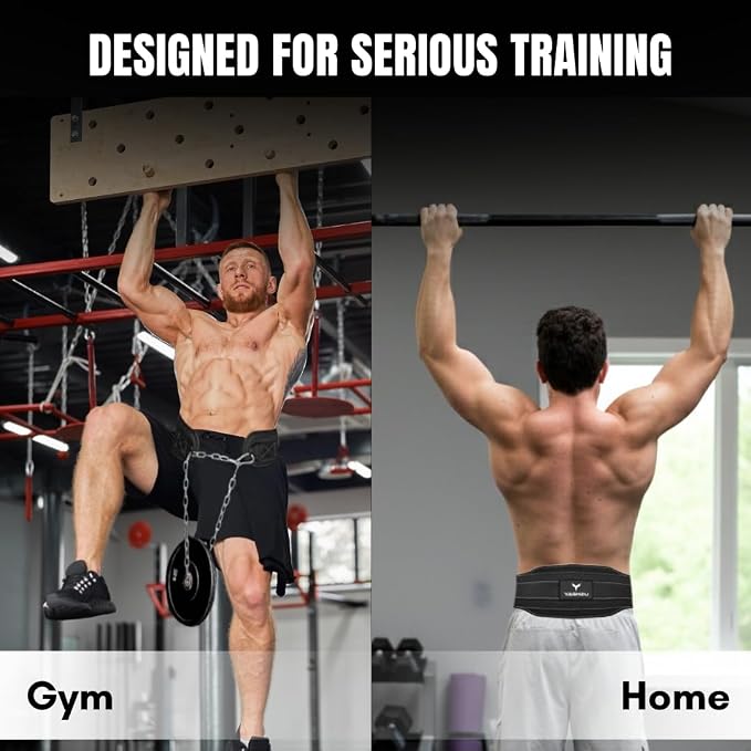 Dip Belt with Chain – Weighted Pull Up Belt, Dip Weight Belt, Weightlifting Belt for Pullups, Squats, and Dips, Belt Squat Attachment Ideal Weight Belt for Pullups, Weightlifting, and Gym Workouts (Black)