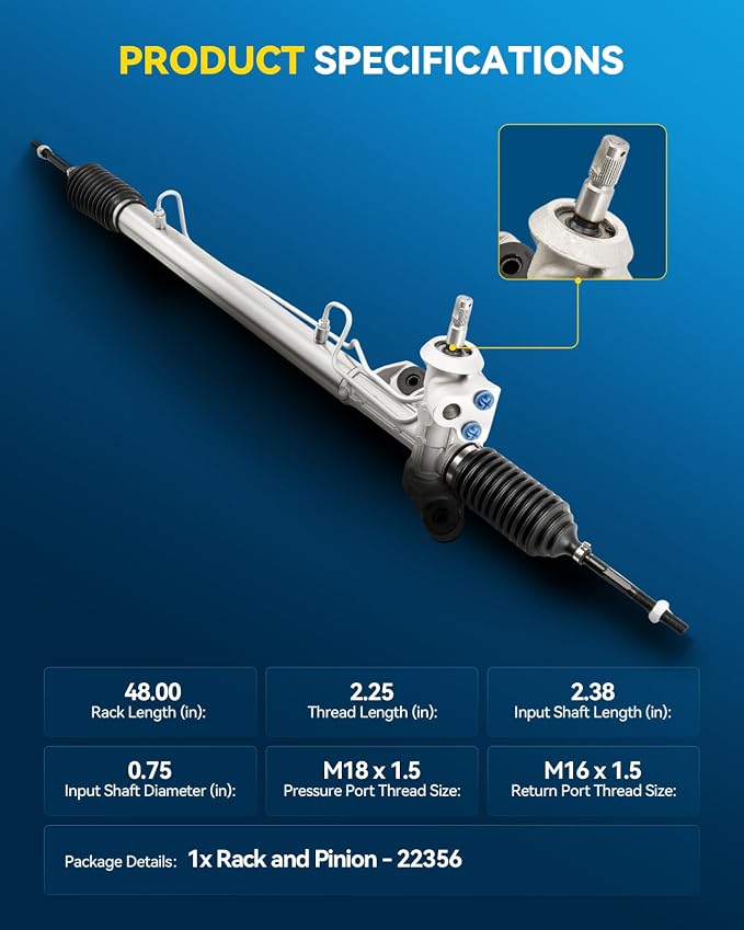 PHILTOP Power Steering Rack and Pinion for 2001-2004 Sebring/Stratus | No.22356, 5093808AA, 5093816AA, 4764402AD