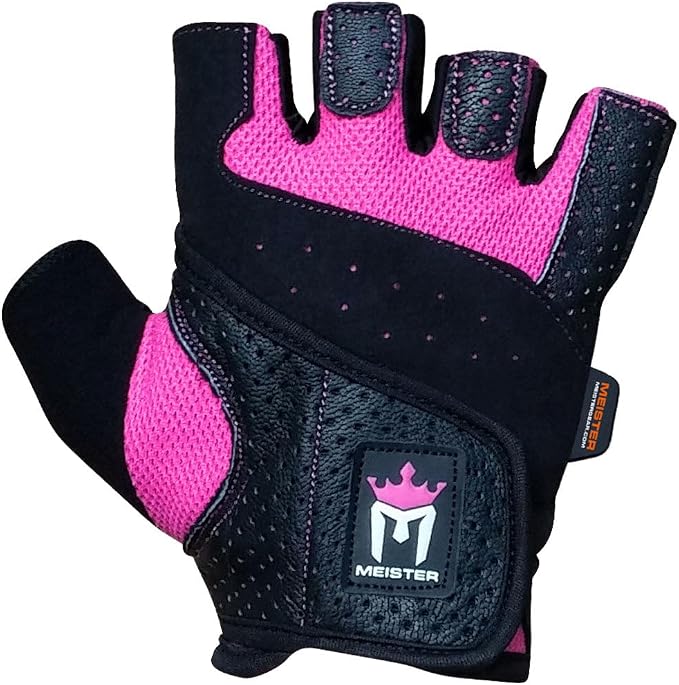 Meister Women's Fit Grip Weight Lifting Gloves w/Washable Amara Leather | Breathable no-slip palm padding for strength training, dumbbells, barbells, kettlebells and cross-training