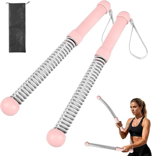 2PCS Weighted Ropeless Battle Ropes for Home Gym, Heavy Duty Arm Exerciser for Strength Training, Portable Battle Rope for Advanced Workouts and Core Muscle Building (Pink 3)