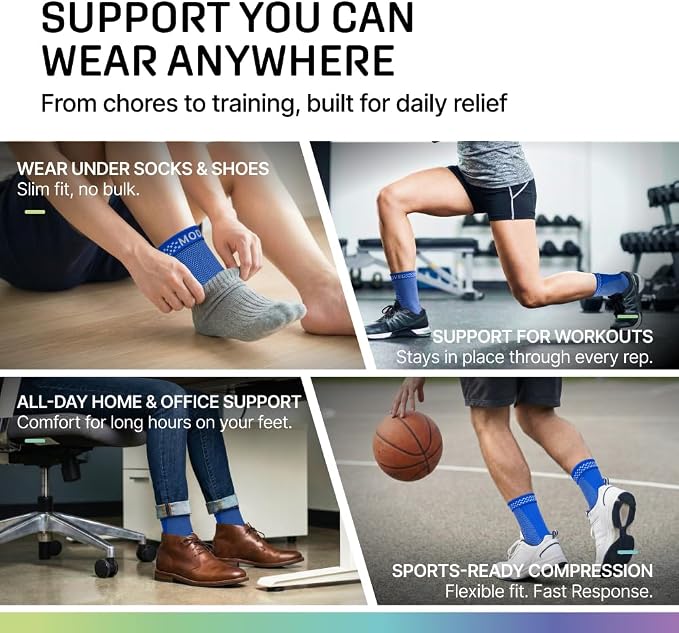 Modvel Foot & Ankle Brace Socks for Sprained Ankle Compression Sleeve - Foot Support for Women & Men - Tendonitis & Arthritis Ankle Brace Sports Running, Torn Ligaments & Women Stabilizing Ankle Wrap