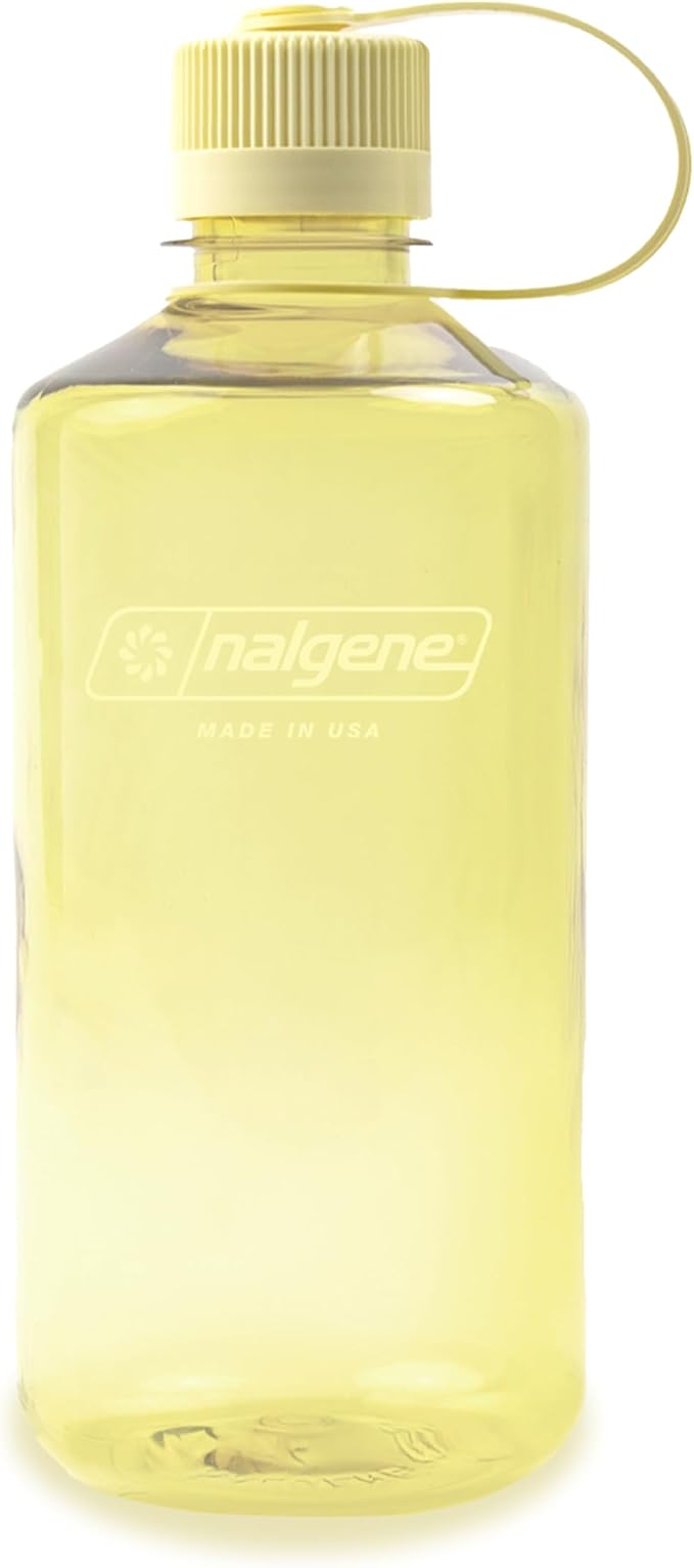 Nalgene 32 oz Narrow Mouth Water Bottle, Butter | BPA-Free, Durable & Lightweight, Leak Proof, Dishwasher Safe, Large Reusable Plastic Bottle for Hiking, Gym, Work & Travel