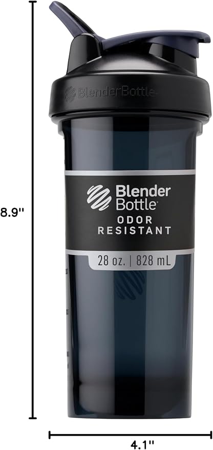 BlenderBottle Shaker Bottle Pro Series Perfect for Protein Shakes and Pre Workout, 28-Ounce, Black