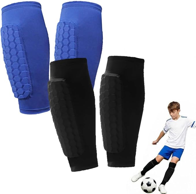 Soccer Shin Guards-2 Pairs Shin Pads for Kids Adults Teens,Shin Guards Soccer Calf Compression Sleeve with Honeycomb Pads,Lightweight Shin Protective Gear for Football,MTB,Baseball Soccer for Boy,Girl