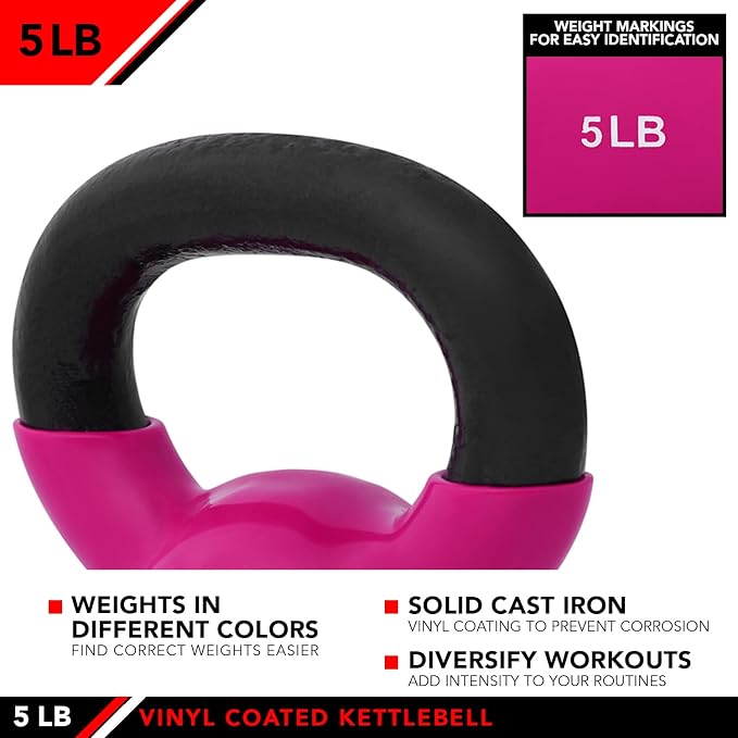 JFIT Kettlebell Weights Vinyl Coated Iron
