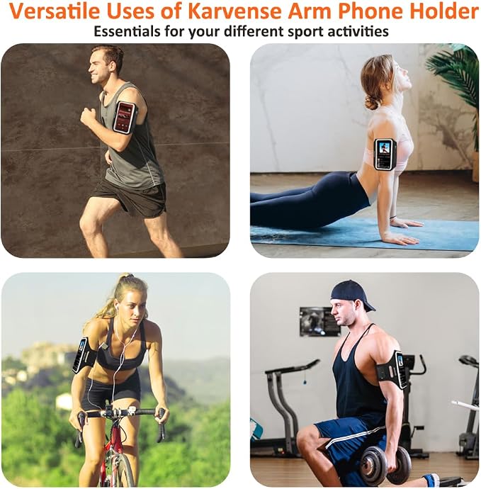 Arm Band for Phone for Running, Phone Holder for Running for iPhone & Samsung Galaxy, Cell Phone Armband Holder for Walking, Gym, Workout, w/Adjustable Strap & Zipper Pocket (Black-S)