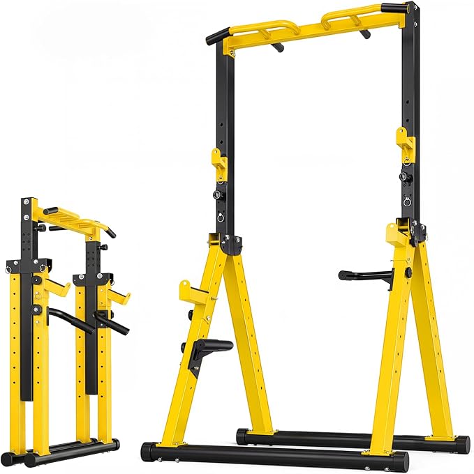 Foldable Power Tower Pull Up Bar Station, Adjustable Height | Portable Free Standing,700lbs Load Max, Adjustable Height fits Man,Woman,Power Tower Pull Up Dip Station, Multi Grips