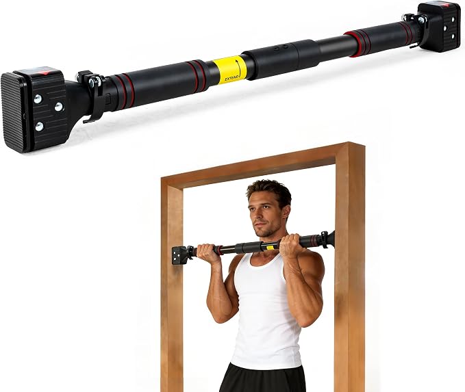 leikefitness Pull-Up Bar For Door Frame Chin Up Bar Upper Body Workout 28.3"- 37.8" Adjustable Portable Training Pull-Up Bars without Screw - Adjustable Width Locking Mechanism