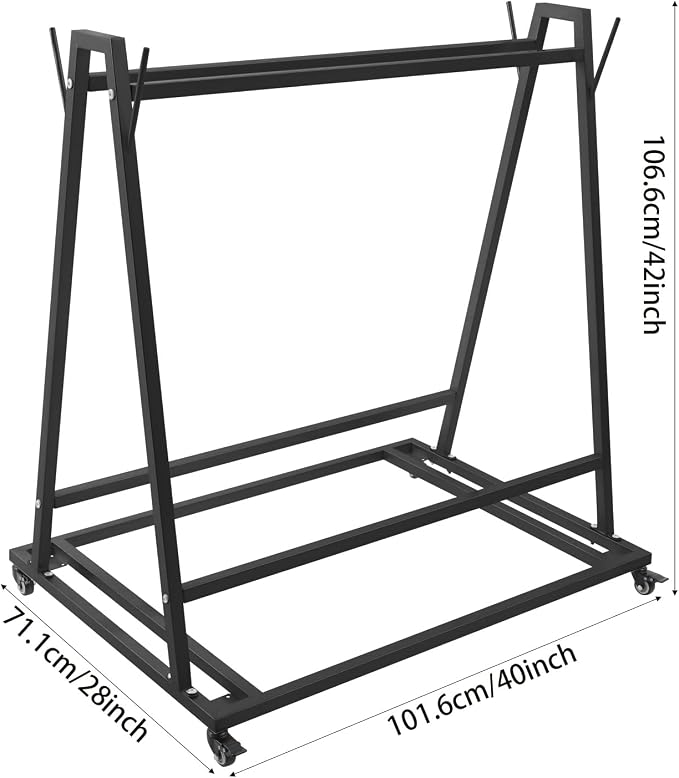 Floor Mat Drying Cart with Wheels, A-Shaped Heavy Duty Storage Rack, 100 Lbs Capacity for Gym, Yoga Studio, Home Use (Black)