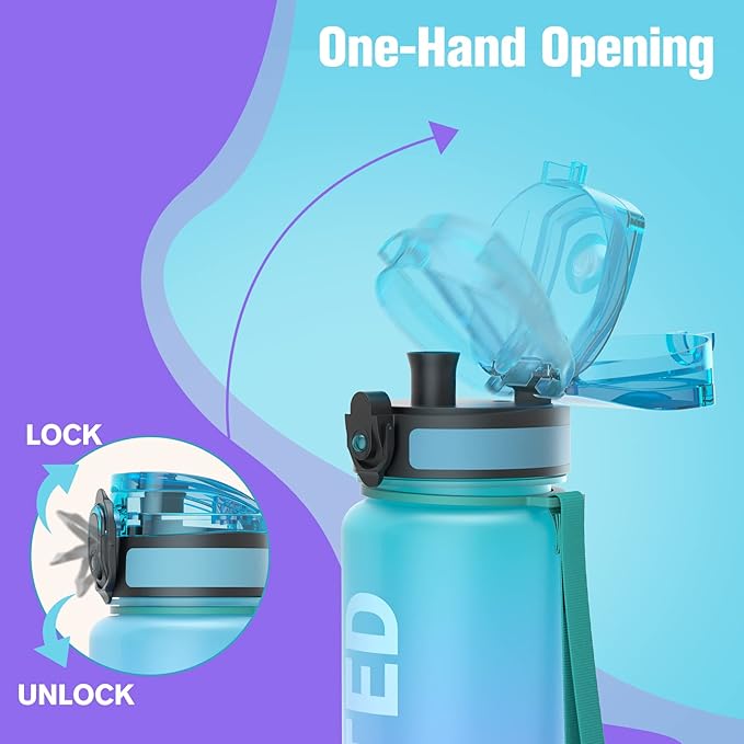 Sahara Sailor Water Bottle 32oz, Durable and Leakproof Water Bottles Motivational with Time Marker, Tritan, BPA Free, Wide Mouth with Easy Clean Brush for Gym, Travel, Home, School, Office (1 Bottle) | Bpa Free, Leakproof Wide Mouth With Fast Flow Lid ...