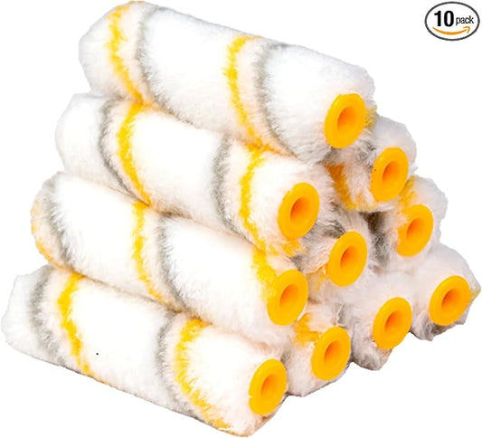 King Origin 10-Pack Paint Roller 4 Inch, 1/2" Nap | Small Paint Roller Covers, Lint Free Paint Roller Refills for Walls, Trim, and Home Painting Projects