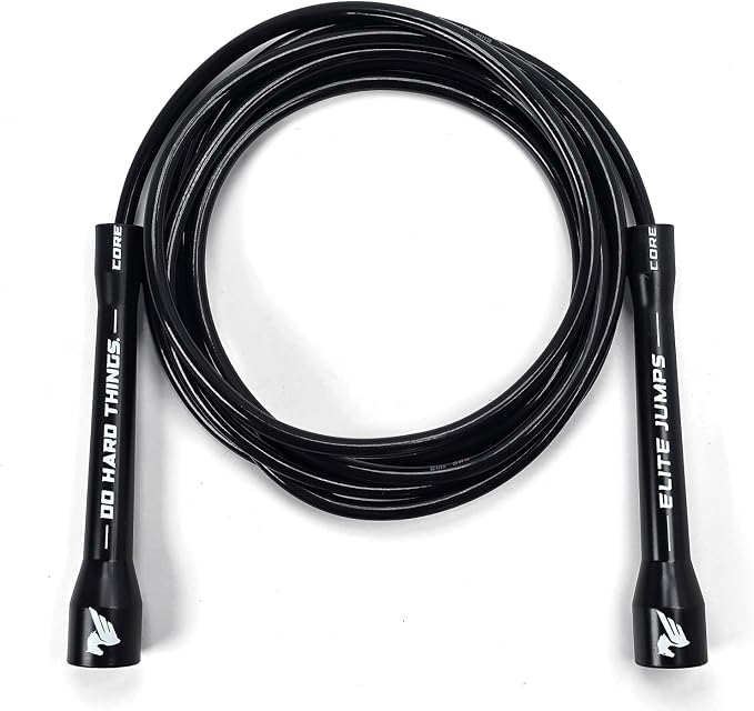 Elite Jumps 6mm PVC Jump Rope, Adjustable Skipping Rope | Non-kinking PVC cord. Unbreakable handles. Smooth rotation. For cardio and boxing.