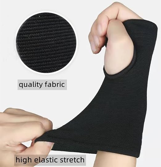 Palm Brace Wrist Support Sleeves, Everyday Use Wrist Brace, Compression Carpal Tunnel for Wrist Pain Relief, Fitness Gloves, Sports Glove, Wrist Brace for Men and Women (2 Pairs Black)