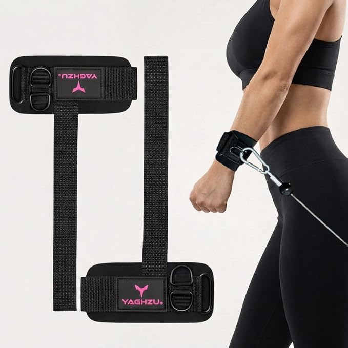 Weight Lifting Straps with D Ring - Gym Straps with D Ring | Cuffed D Rings, Padded Wrist Support, Fits All Cable Machines, Unisex, Anti Slip, Heavy Duty Weight Lifting Straps