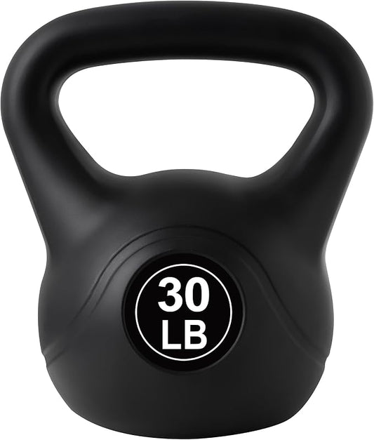 ALTLER Vinyl Plastic Concrete Kettlebell 10-50LBS Safe Strength Training Kettlebell Anti-Slip Grip Weight for Home Workouts and Men/Women/Beginners