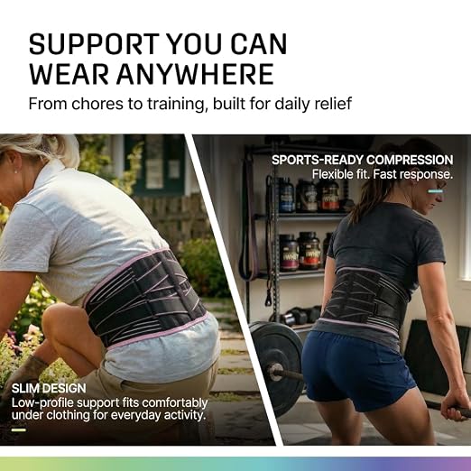 Modvel Back Brace for Lower Back Pain Women and Men – Lumbar Support Belt for Sciatica, Herniated Disc, Muscle Strain – Adjustable Breathable Work Brace with 6 Stays – Support for Posture