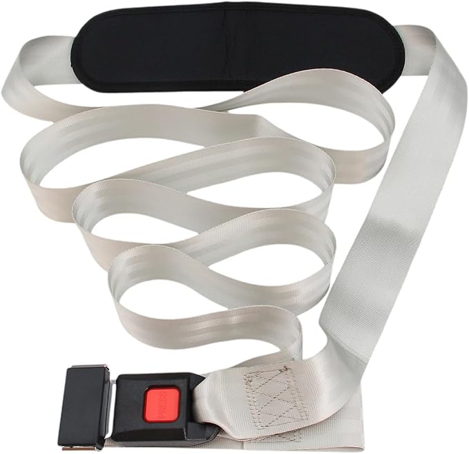 Mobilization Belt with Adjustable Thick Cushioning Pad – Ideal for Physical Therapy, Rehabilitation, Stretching & Mobility Training – Durable Traction Equipment for Therapists and Home Use (White)