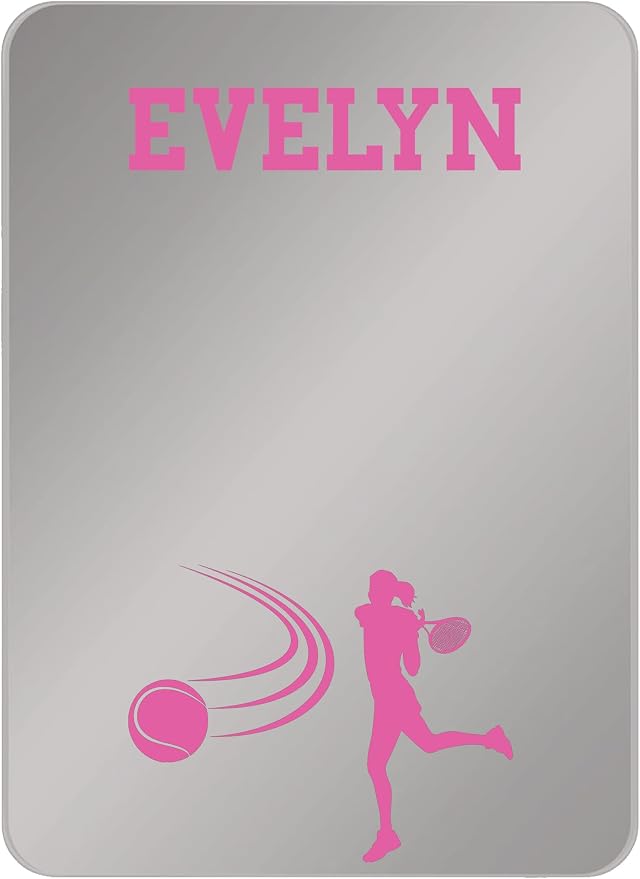 Personalized Sports Player Fan Team Club Locker Mirror Magnet – Back to School Decor, Colorful Magnetic Organizer Accessory for Gym, Home, Office & Refrigerator (Tennis Female)