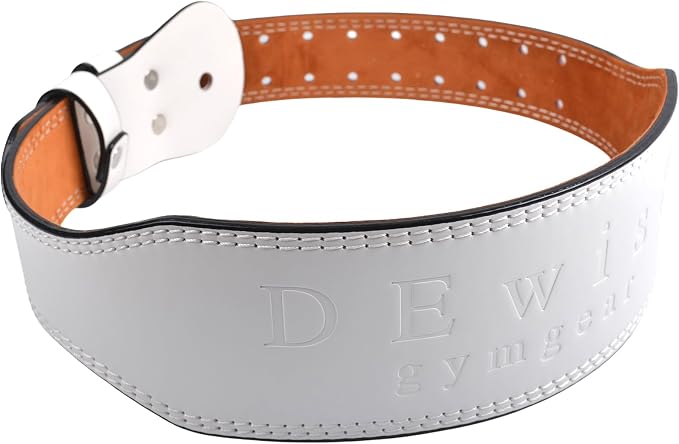 Leather Gym Fitness Belt, 4" & 6" Padded Lumbar Back Support, 10 Adjustable Holes for Weightlifting Powerlifting Bodybuilding Deadlift Squat Workout Strength Training