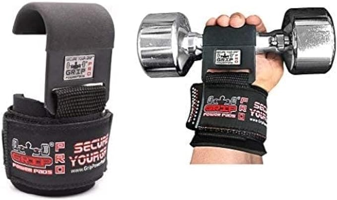 Weight Lifting Rod Hooks Heavy Duty Wrist Wraps Power Weight Lifting Training Gym Grips Straps Set of 2