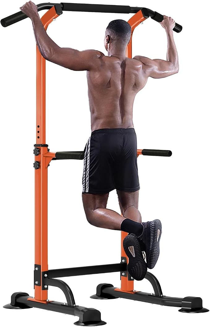 SogesHome Multi-Function Power Tower Pull Up Bar Dip Station for Home Gym | Height Adjustable PullUp Dip Stand, Full Body Strength Training Equipment, Fitness Workout for Push Ups Dips, 330LB Capacity