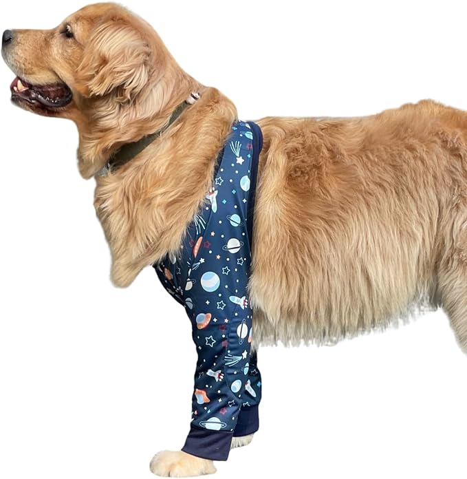 HDKUW Dog Elbow Protector for Calluses, Dog Joint Recovery Sleeve for Prevent Licking Wound, Elbow Sleeves with Mesh Pad for Medium Large Dogs (XL, Universe)