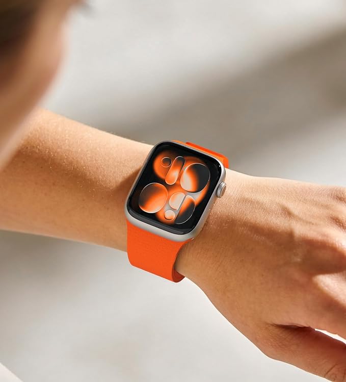 Magnetic Silicone Band Compatible with Apple Watch Band 42mm 41mm 40mm 38mm Series 11 10 9 8 7 6 5 4 3 & SE 3/2/1 Strong Magnetic Clasp, Waterproof & Adjustable (Orange)