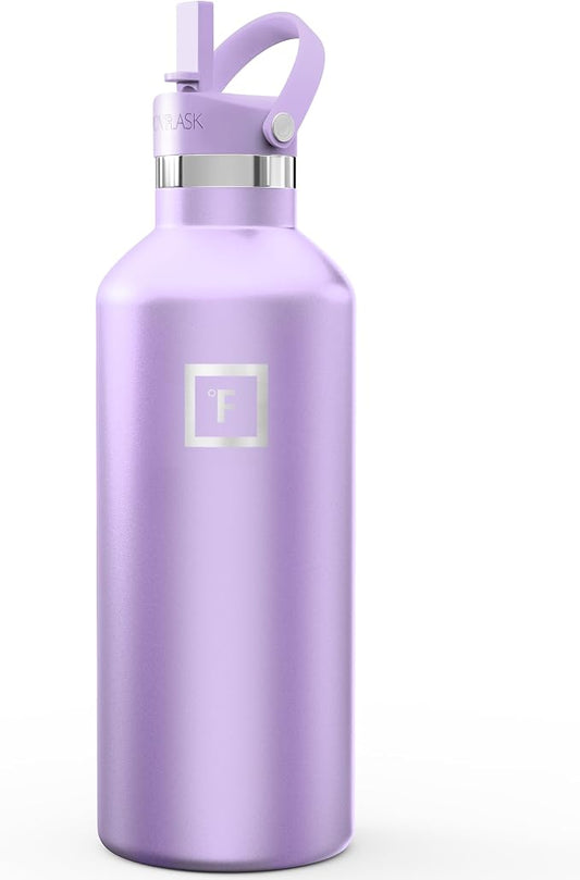 IRON °FLASK 32 oz Narrow Mouth Water Bottle with Straw | Insulated Stainless Steel Sports Water Bottle with Leakproof Straw Lid - BPA Free, Cold 24 Hrs, Sweat Free (Lavender)