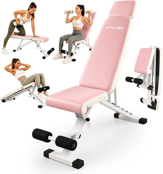 Adjustable Weight Bench, Foldable Workout Bench for Home Gym | Fast Folding & 7-Position Incline/Decline, Heavy Duty Dumbbell Bench for Home Gym / Garage Gym, Strength Training Equipment
