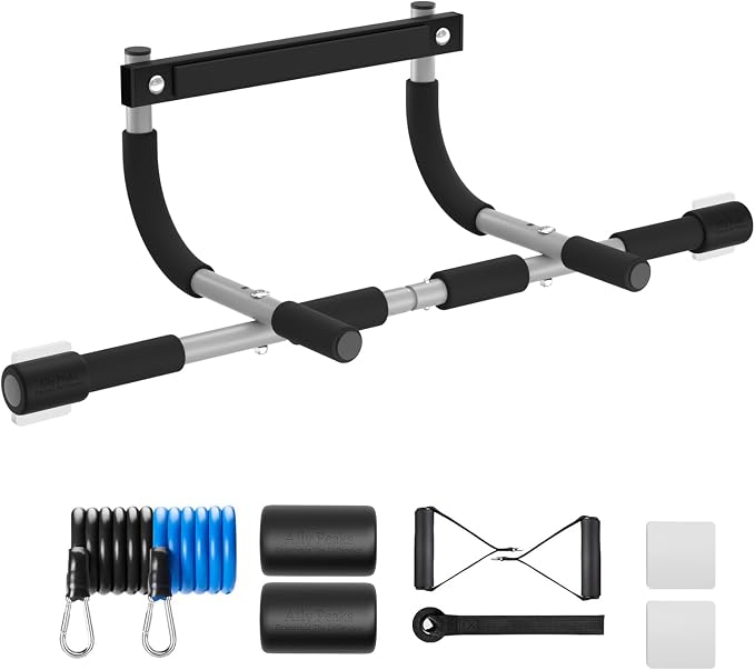 Ally Peaks Pull Up Bar for Doorway | Thickened Steel Max Limit 440 lbs Upper Body Fitness Workout Bar| Multi-Grip Strength for Doorway | Indoor Chin-Up Bar Fitness Trainer for Home Gym Portable |180
