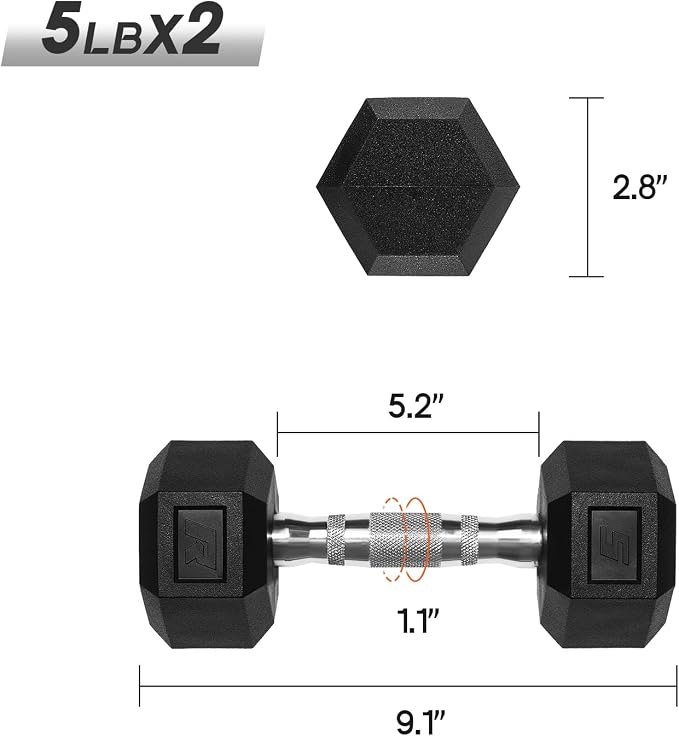 RitFit 5-650 LBS PVC Hex Dumbbell Sets with Optional Rack for Home Gym | PVC Coated Anti-Roll Hex Design, Chrome Handle with Ergonomic Grip, Full Body Strength Training with Optional Rack