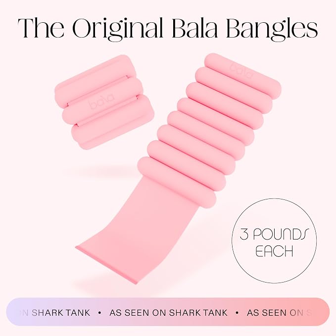 Bala Bangles Wrist & Ankle Weights for Women & Men, Home Gym Equipment | Adjustable Weighted Bands for Arm & Legs Workouts - Pilates, Yoga, Walking, Barre, & Strength Training Exercise